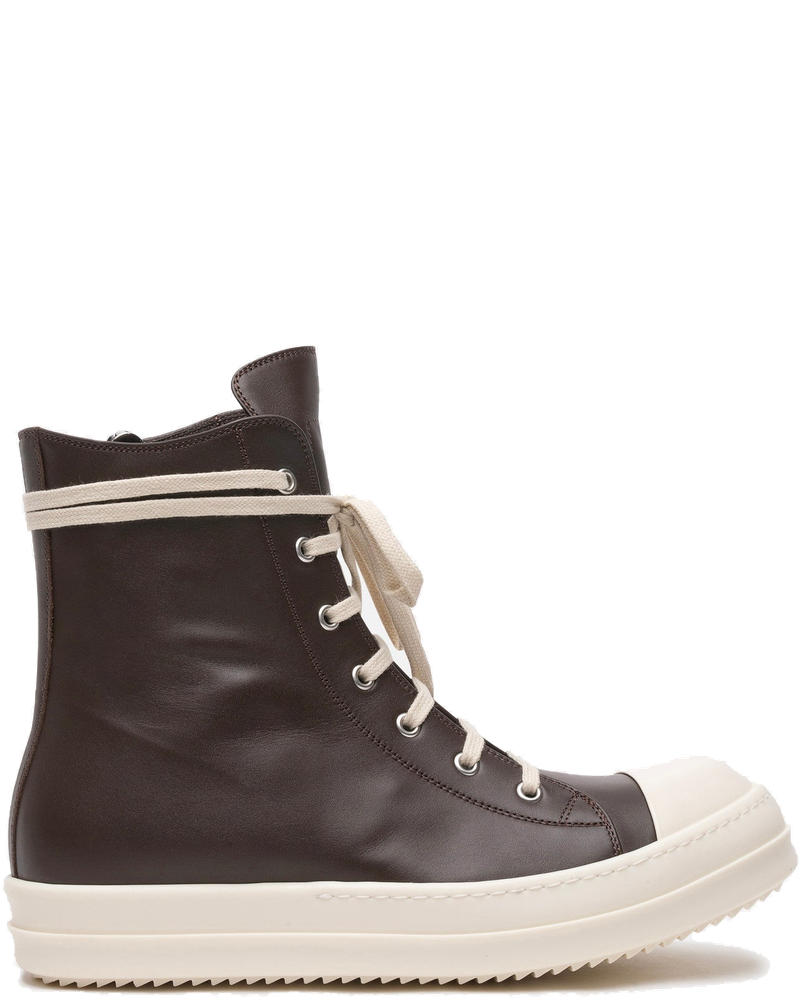 Grease Calf Leather Ramones In Brown Rick owens оригінал – Купити в Україні