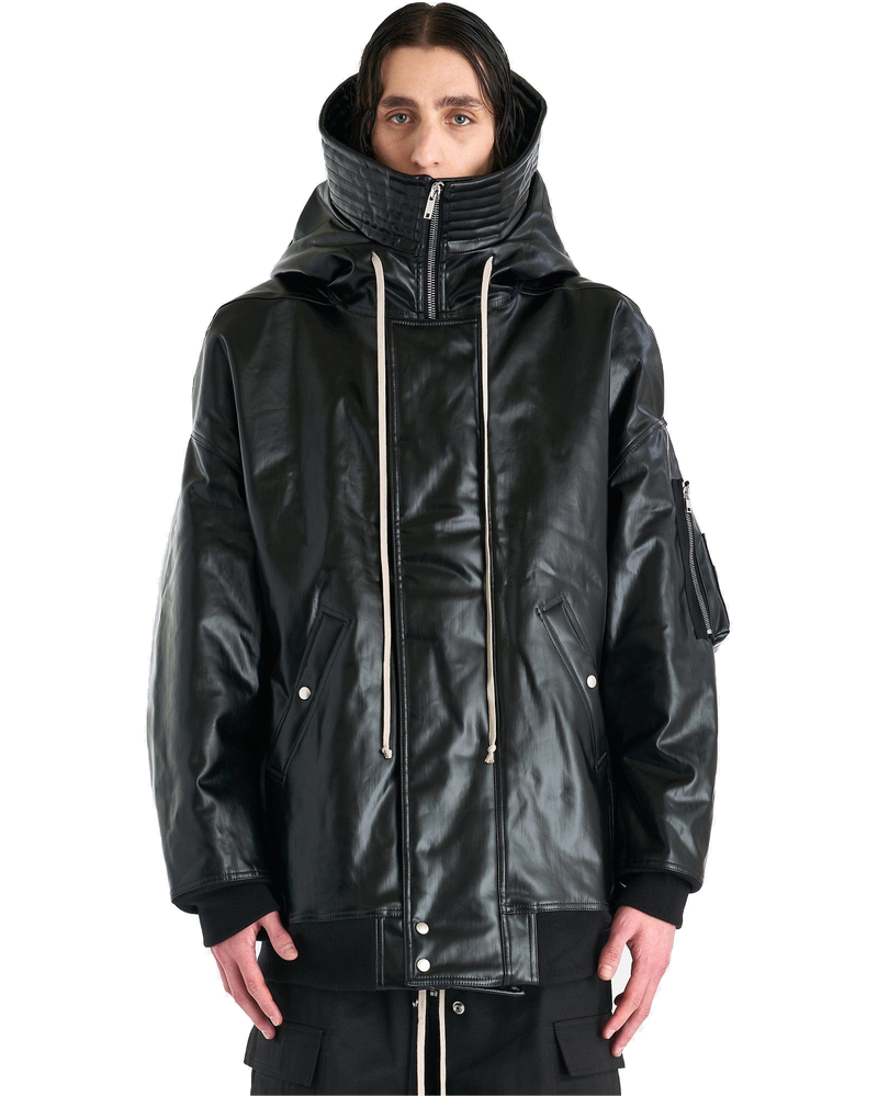 Denim Hooded Long Bomber In Black Rick owens – Гарантія оригінальності