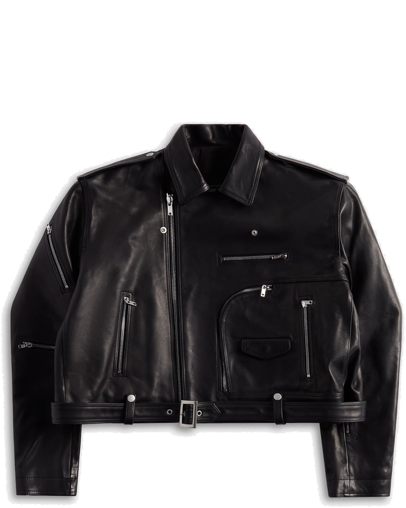 Giacca In Pelle Cropped Jumbo Bauhaus Stooges Black Rick owens – Гарантія оригінальності