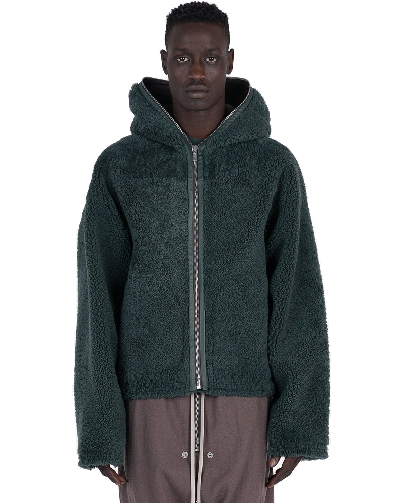 Оригінальна Shearling Sealed Windbreaker In Teal Rick owens