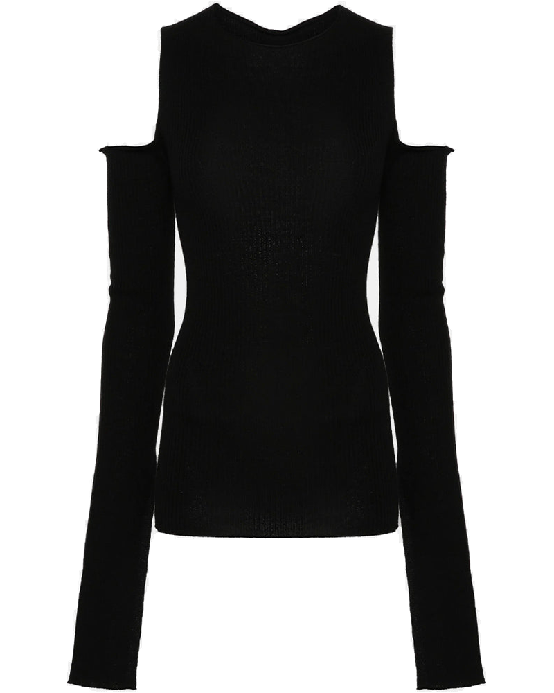 Black Open-Shoulder Ribbed Top Rick owens оригінал – Купити в Україні