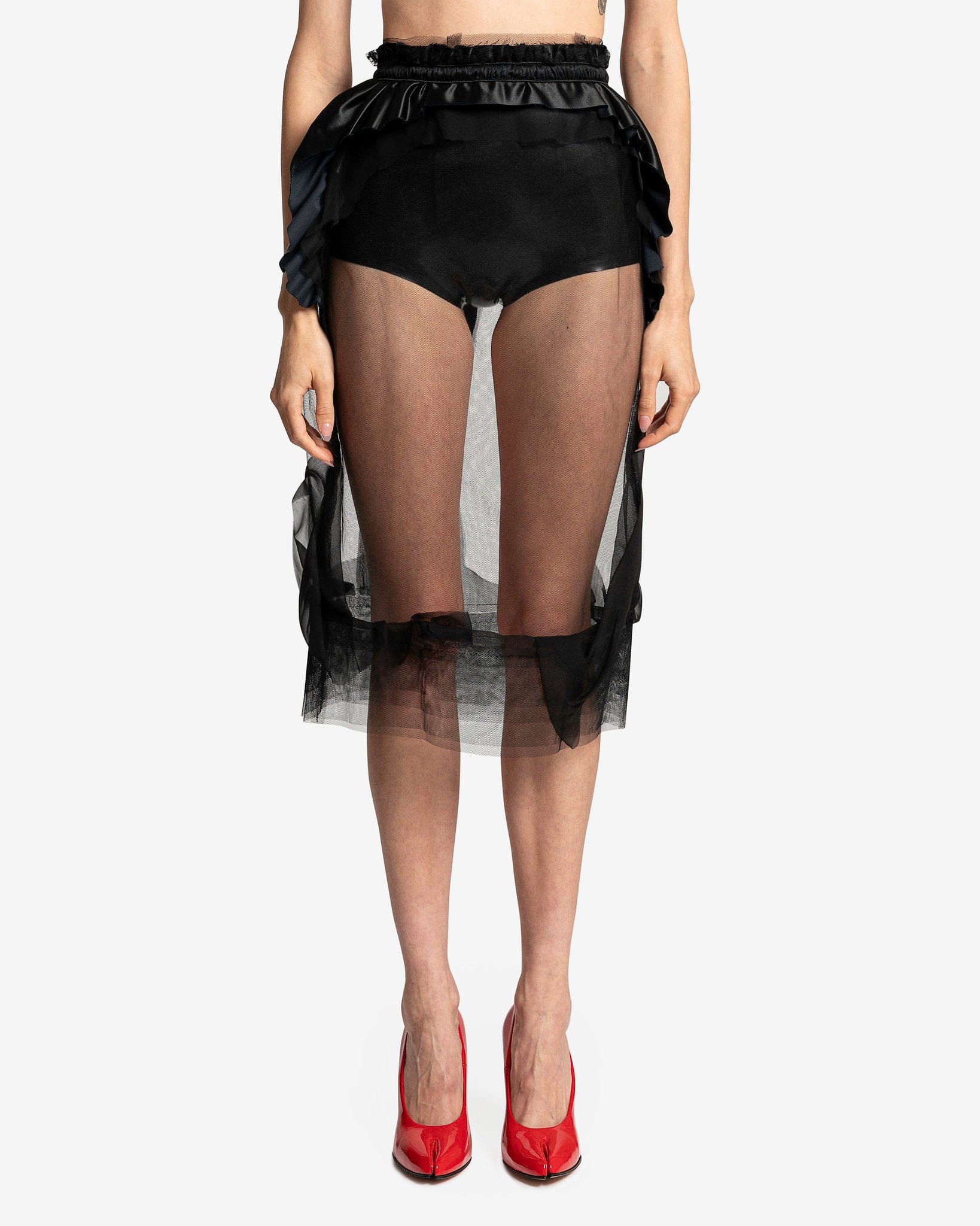 Оригінальна Ruffled Tulle Skirt In Black Maison margiela – боковий вид