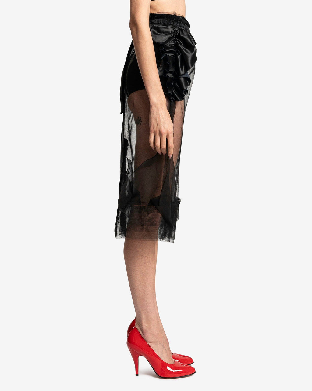 Оригінальна Ruffled Tulle Skirt In Black Maison margiela – вид ззаду