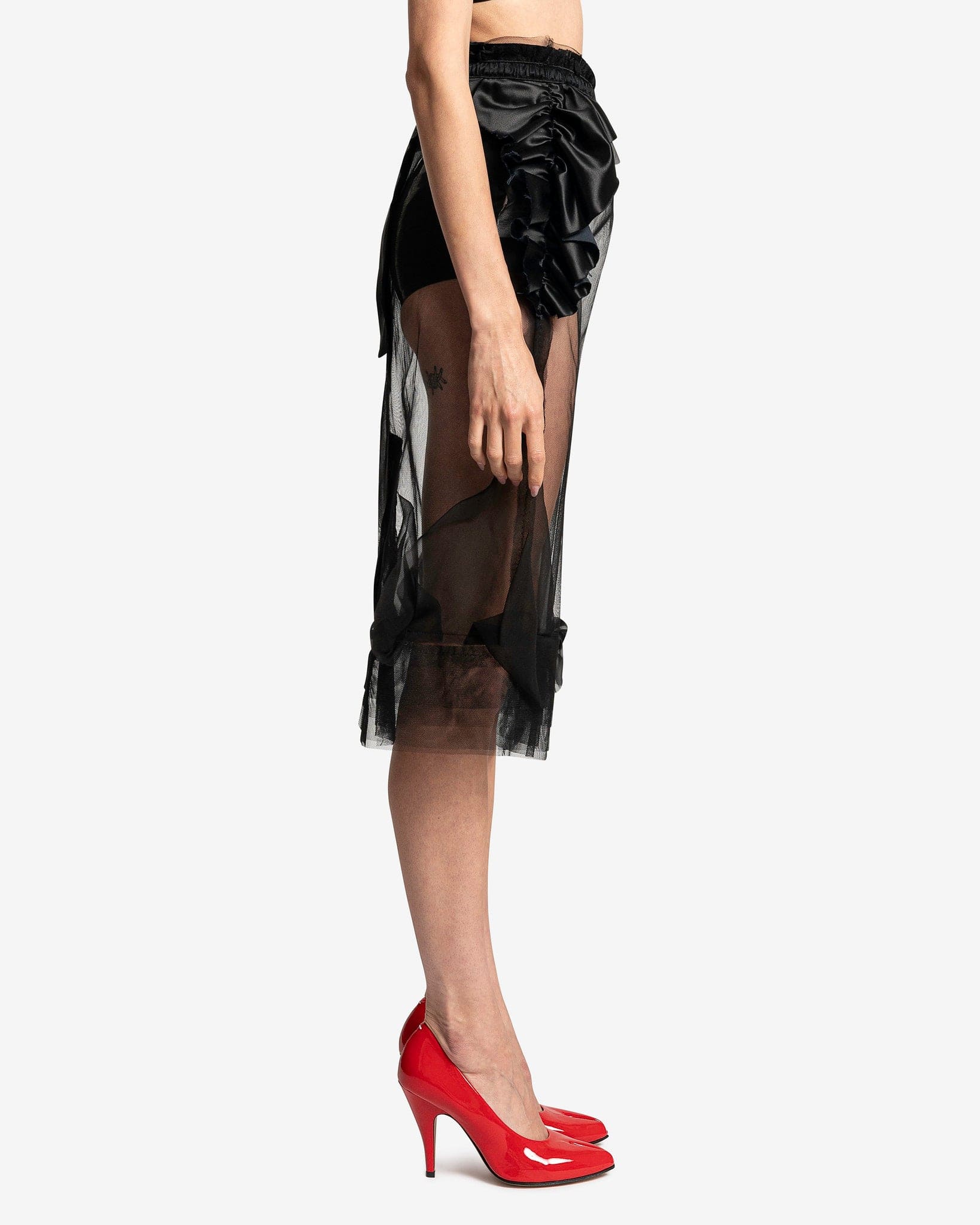 Оригінальна Ruffled Tulle Skirt In Black Maison margiela – вид ззаду
