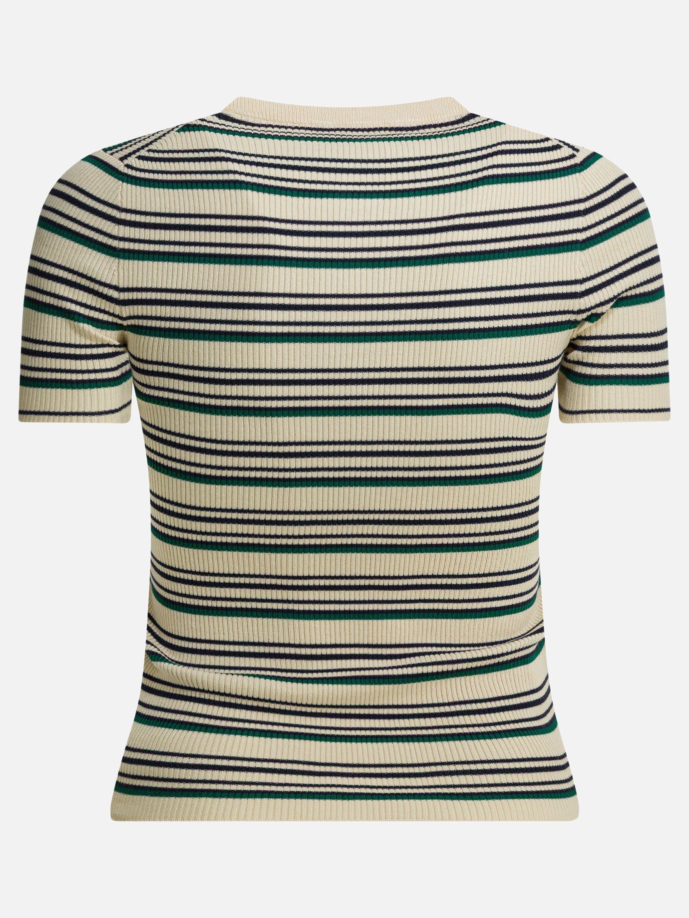 Оригінальна Striped Serafino T-Shirt With Logo Miu miu – вид ззаду