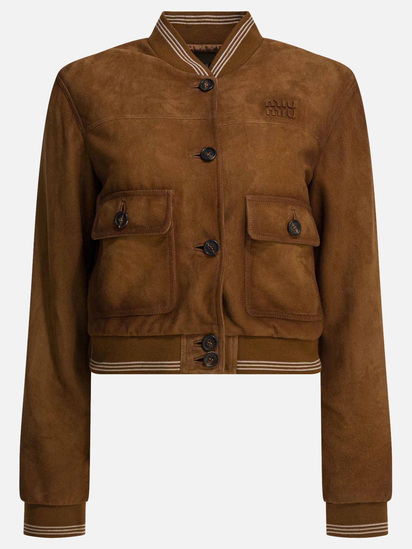 Suede Leather Bomber Jacket Miu miu оригінал – Купити в Україні – боковий вид