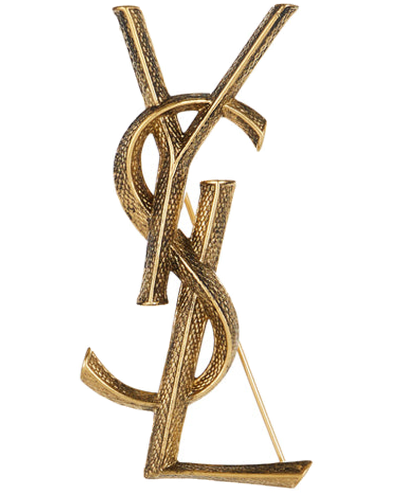 Textured Logo Letter Brooch Saint laurent – Гарантія оригінальності