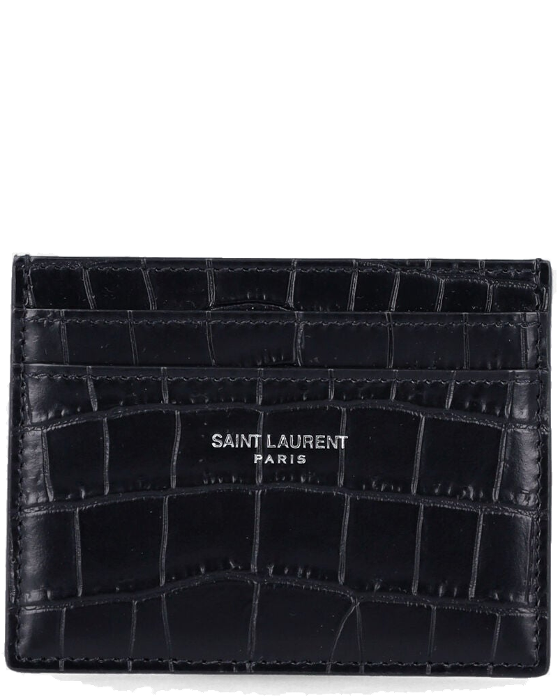 Оригінальна Crocodile Embossed Card Holder Saint laurent