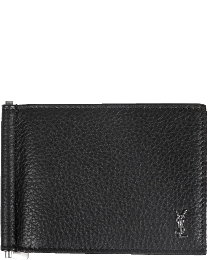 Оригінальна Grained Leather Bill Clip Wallet Saint laurent