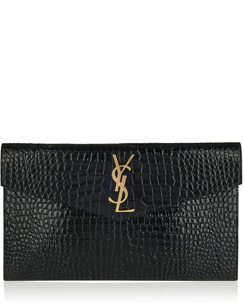 Uptown Crocodile Embossed Leather Pouch Saint laurent – Гарантія оригінальності