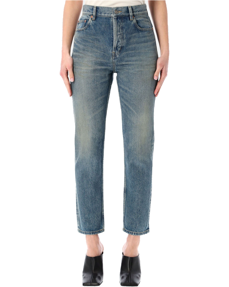 90s Blue Denim Cropped Slim Fit Jeans Saint laurent оригінал – Купити в Україні