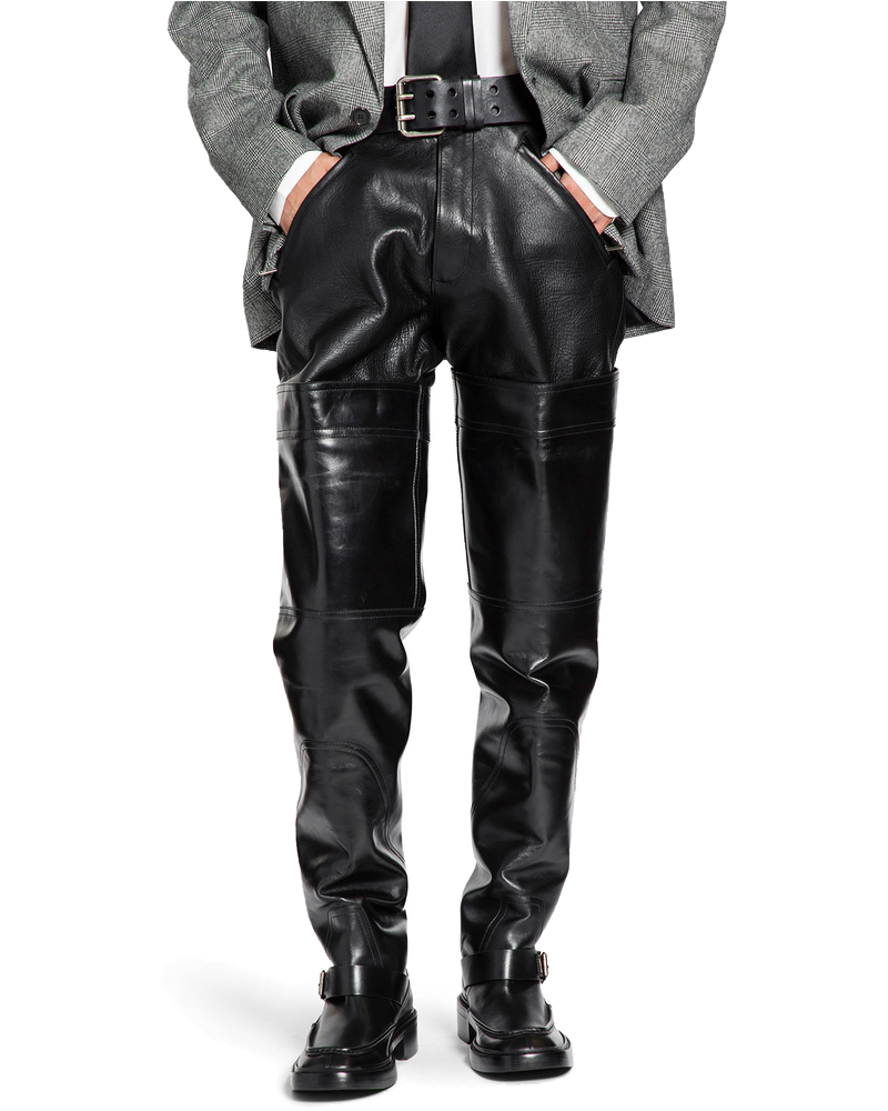 Оригінальна Belted Pants In Grained Leather Saint laurent