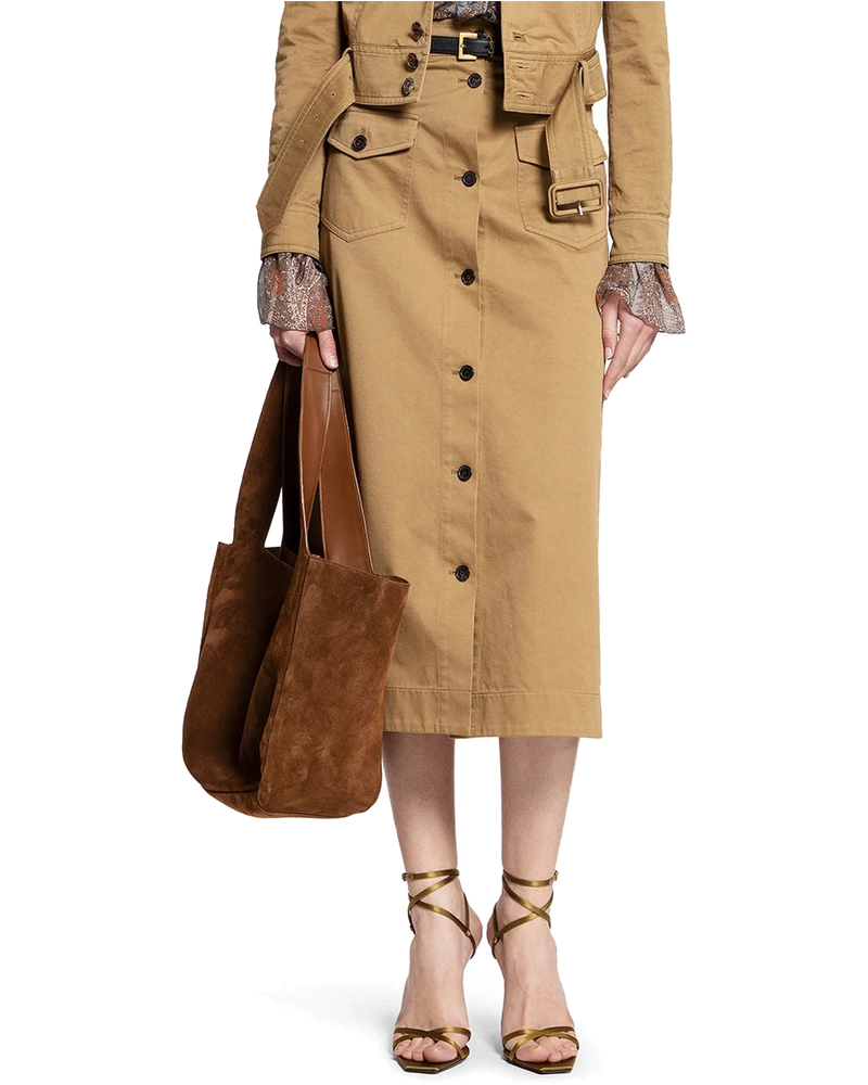 Оригінальна Long Pocket Skirt In Cotton Serge Saint laurent