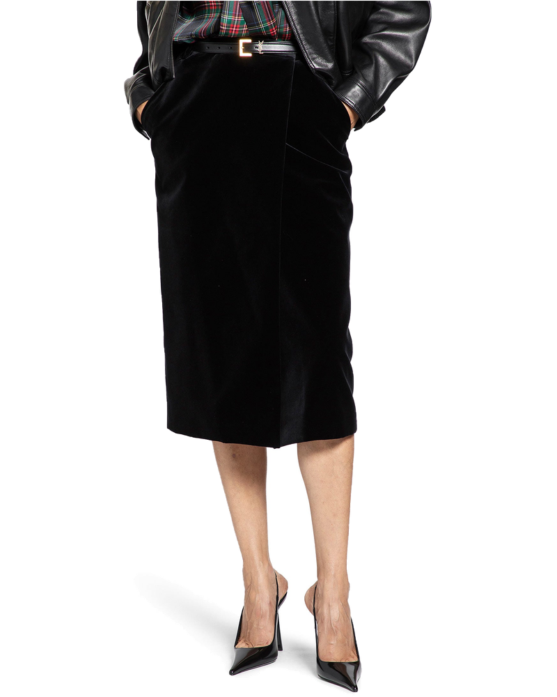 MIDI Wrap Skirt In Cotton Velvet Saint laurent оригінал – Купити в Україні