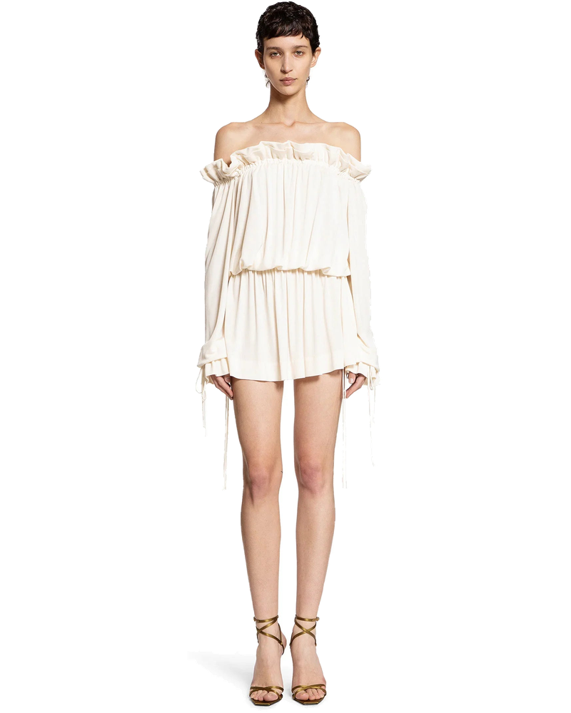Gathered Mini Dress In Viscose Satin Crêpe Saint laurent оригінал – Купити в Україні