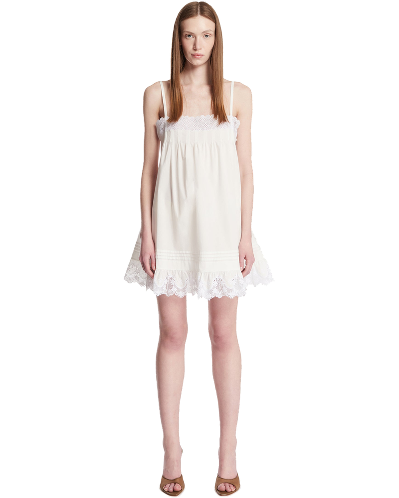 White Cotton And Lace Dress Saint laurent оригінал – Купити в Україні