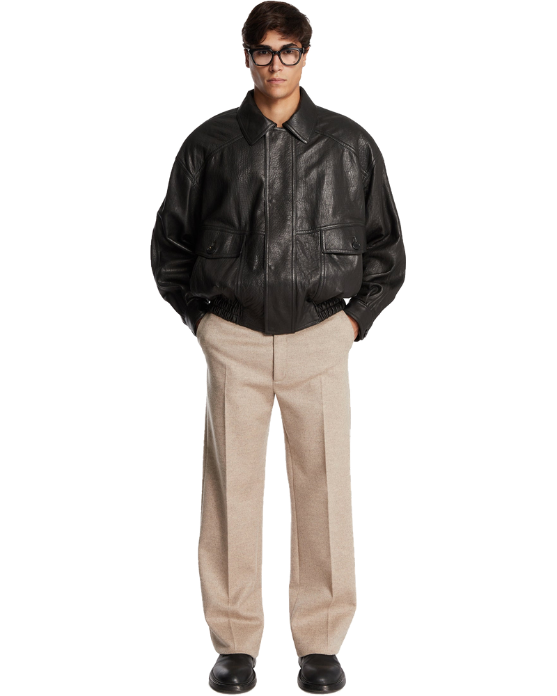 Black Leather Balloon Bomber Saint laurent – Гарантія оригінальності