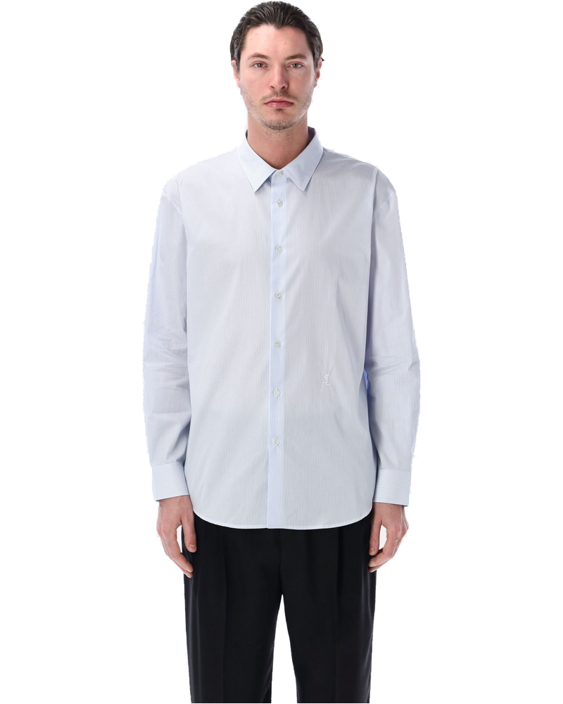 Blue Striped Cotton Poplin Cassandre Shirt Saint laurent оригінал – Купити в Україні