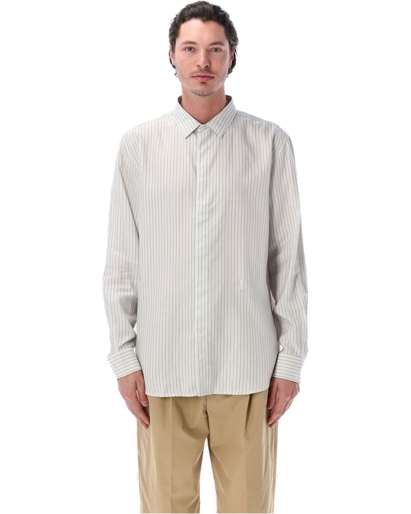 Cassandre Slim Striped Viscose Shirt Saint laurent оригінал – Купити в Україні