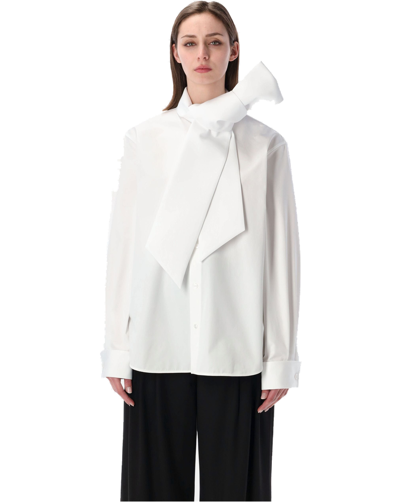Cotton Poplin Lavallière Shirt Saint laurent оригінал – Купити в Україні