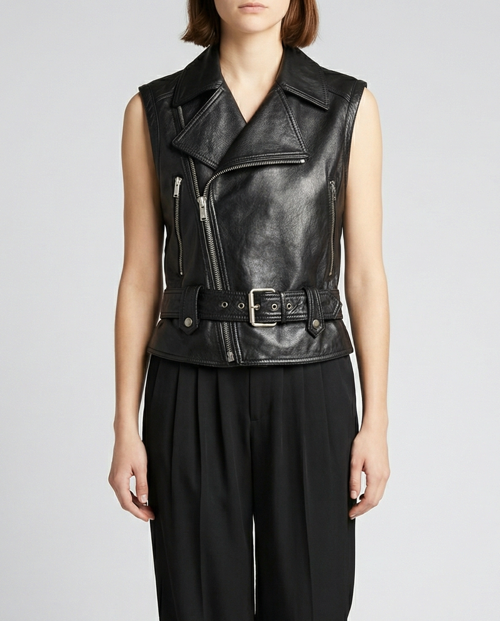 Оригінальна Leather Biker Vest Saint laurent – вид ззаду