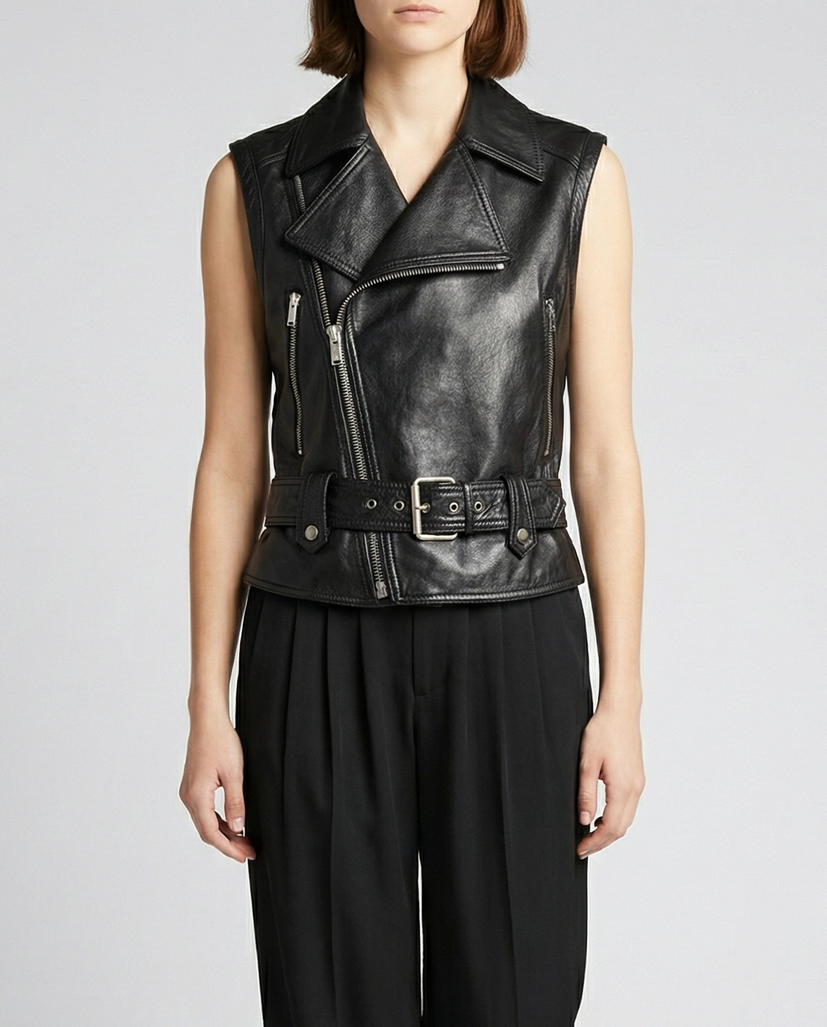 Оригінальна Leather Biker Vest Saint laurent – вид ззаду