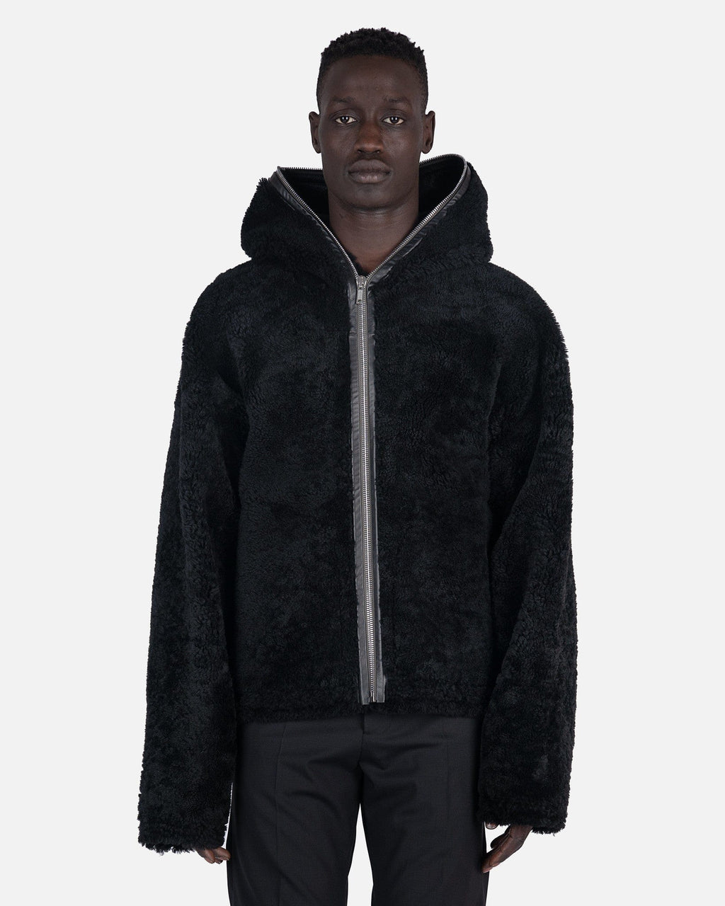 Оригінальна Shearling Sealed Windbreaker In Black Rick owens – боковий вид