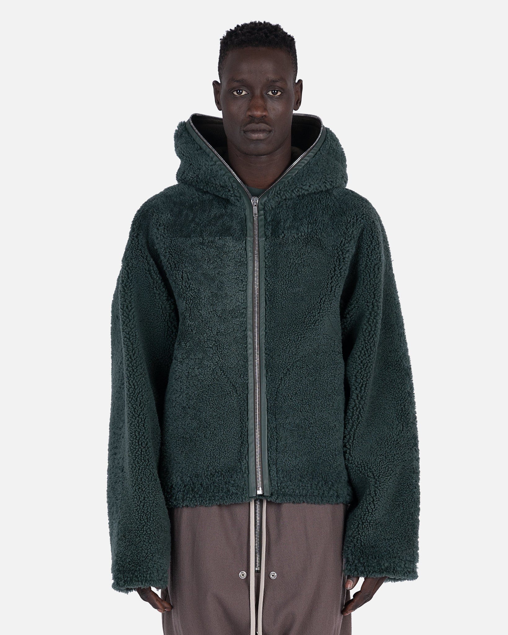 Оригінальна Shearling Sealed Windbreaker In Teal Rick owens – боковий вид