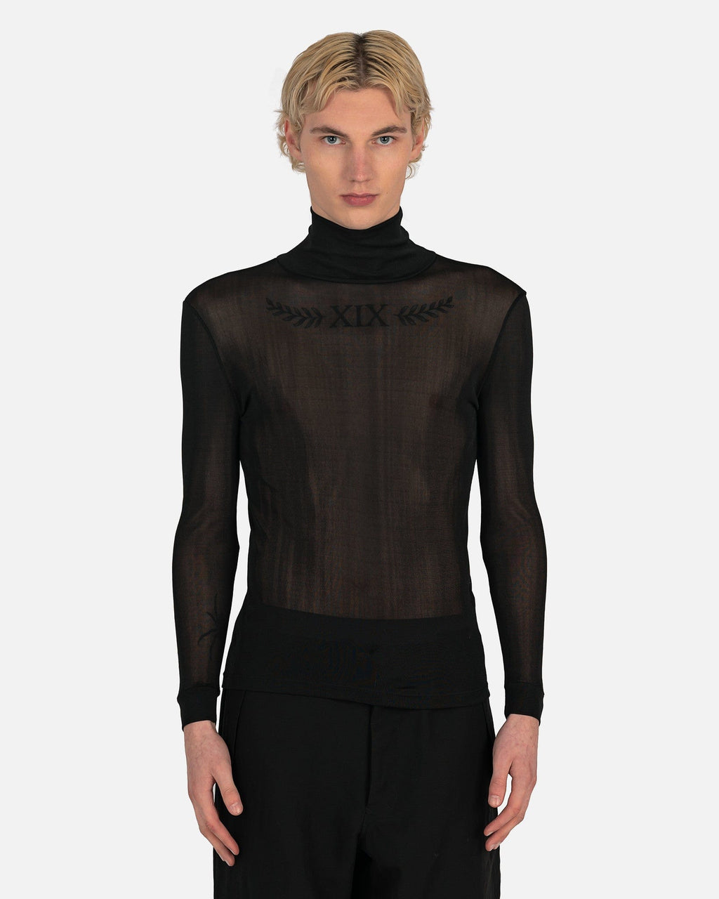 Sheer High Neck Top In Black Maison margiela оригінал – Купити в Україні – боковий вид
