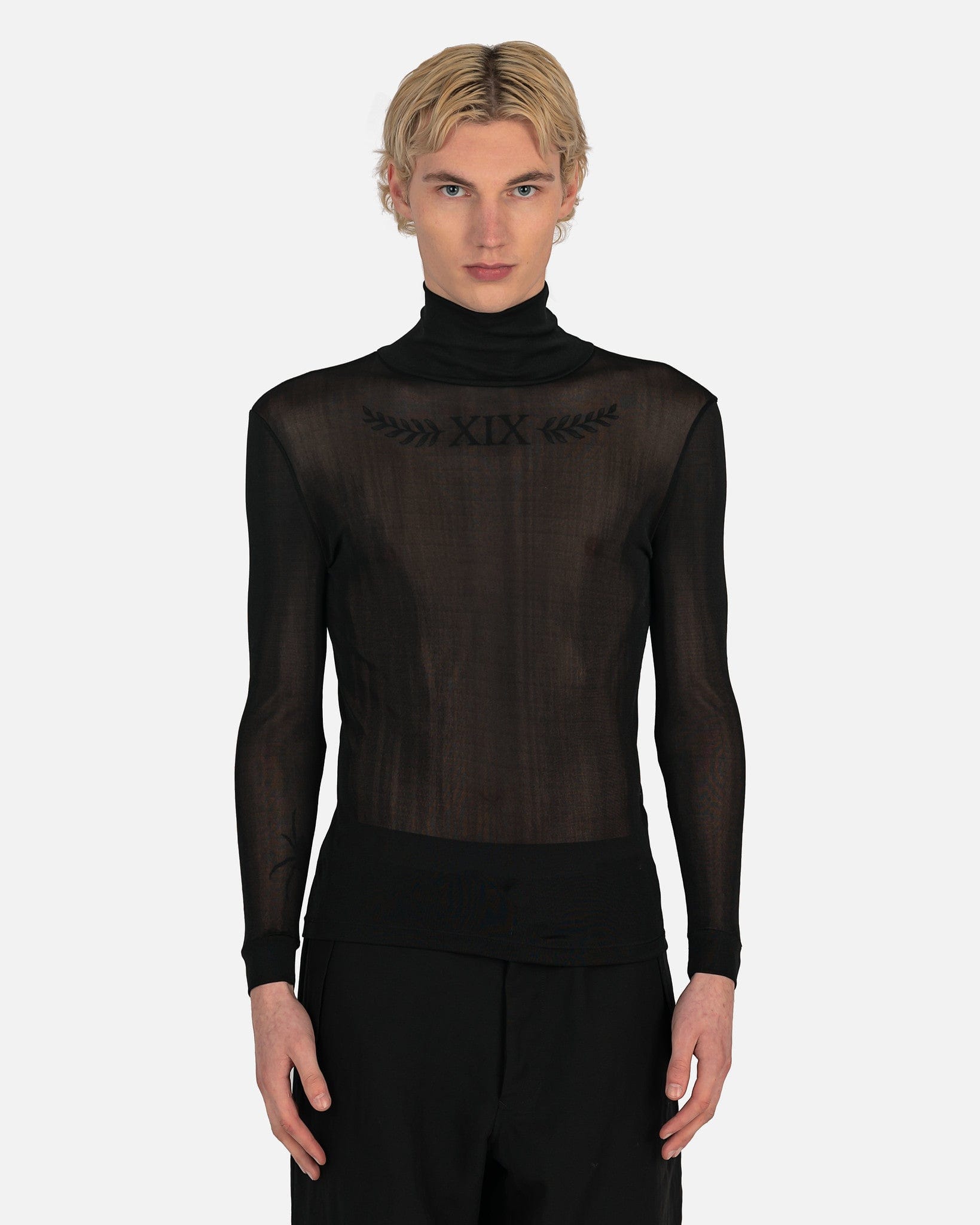 Sheer High Neck Top In Black Maison margiela оригінал – Купити в Україні – боковий вид