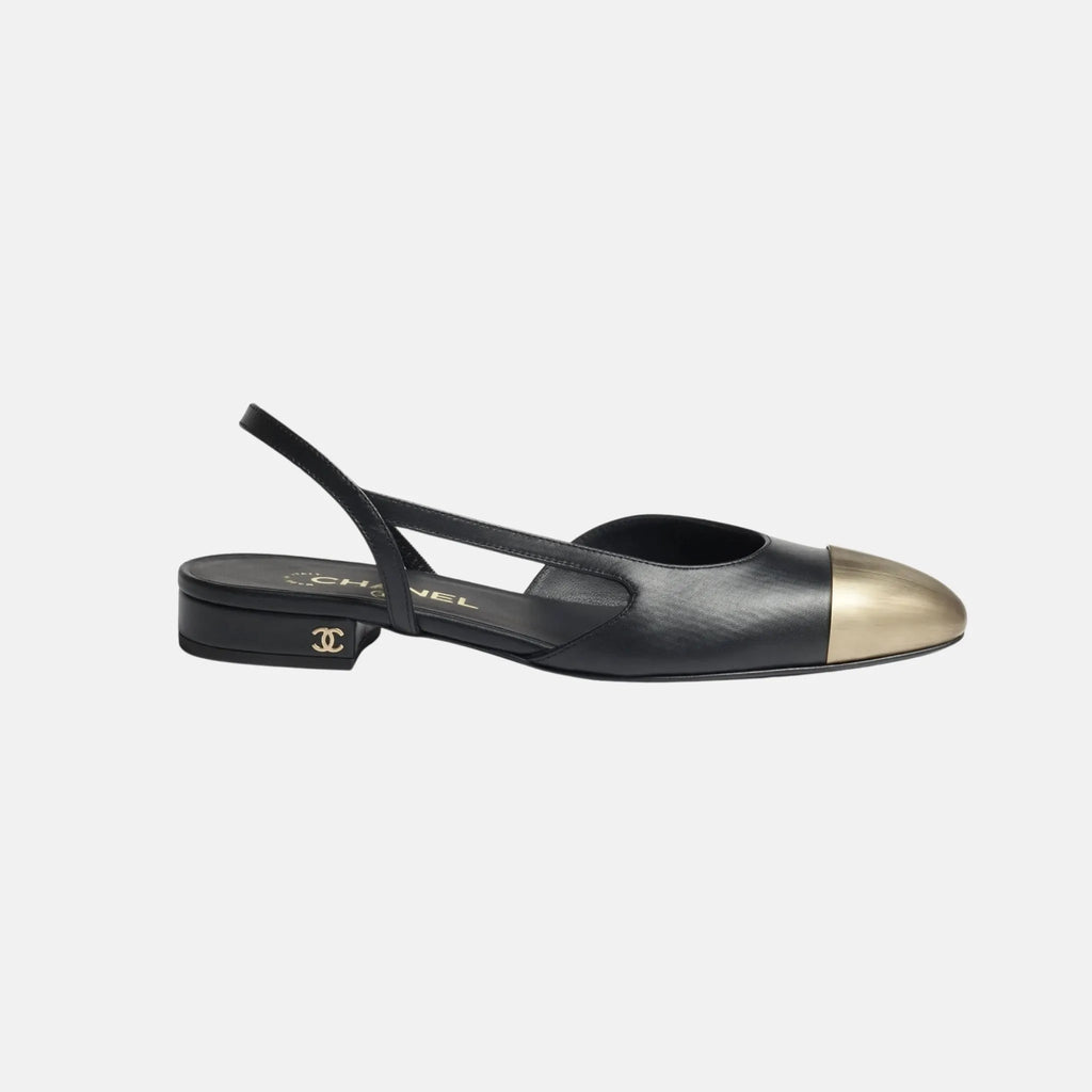 Slingbacks In Calfskin And Metal Chanel – Гарантія оригінальності – боковий вид