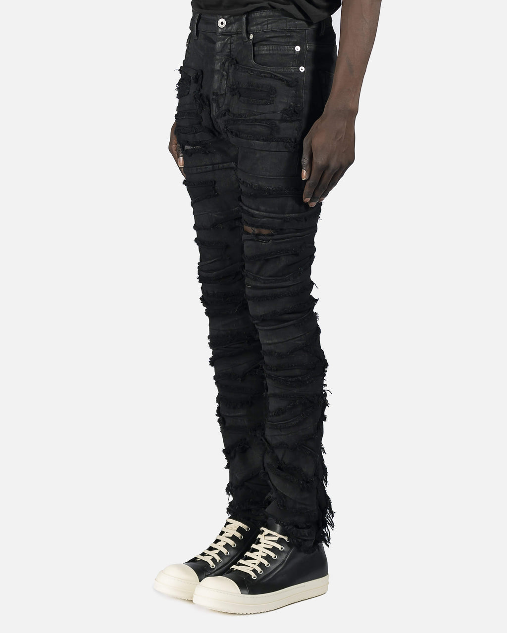 Slashed Detroit Cut Denim In Black Rick owens оригінал – Купити в Україні – вид ззаду