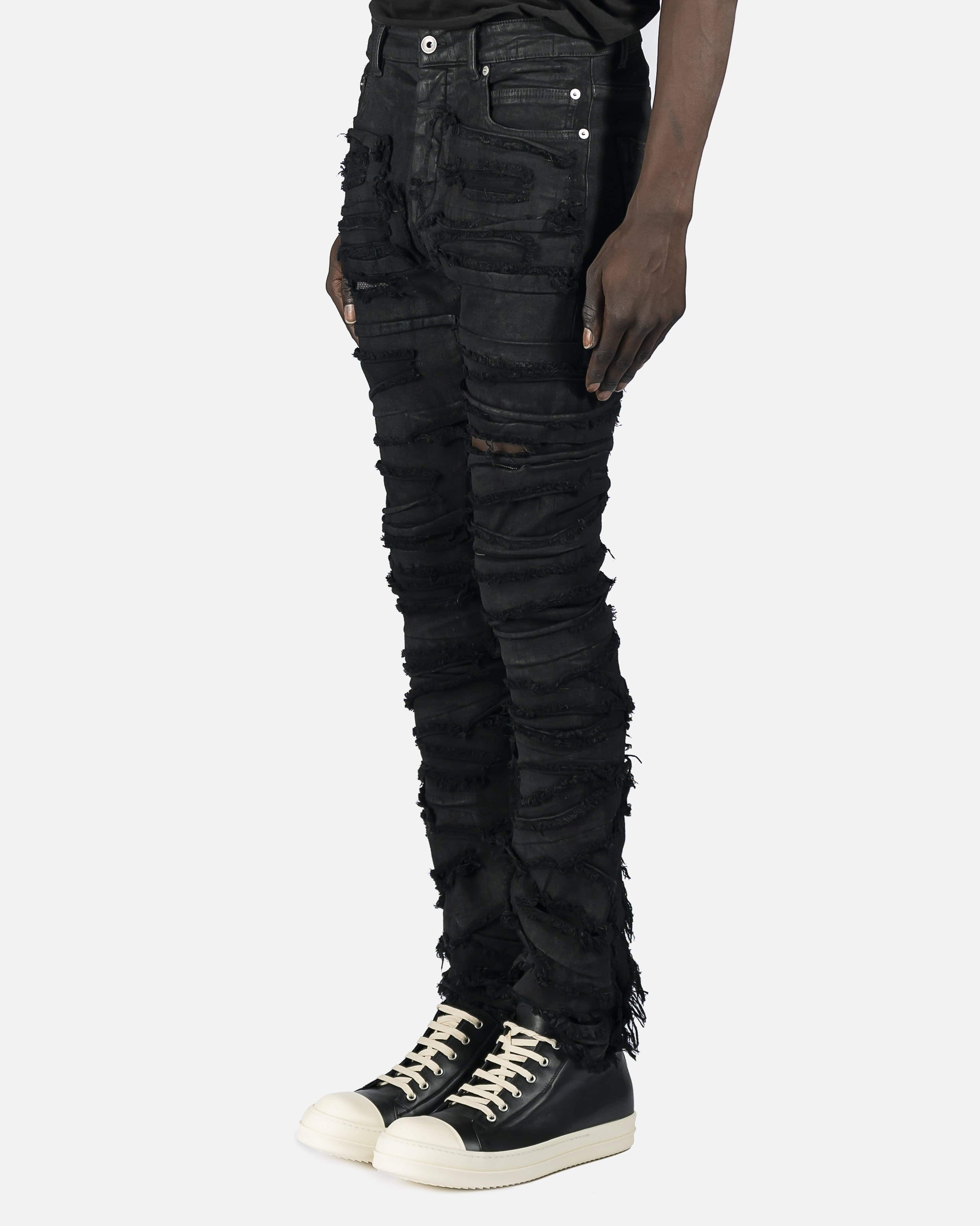 Slashed Detroit Cut Denim In Black Rick owens оригінал – Купити в Україні – вид ззаду