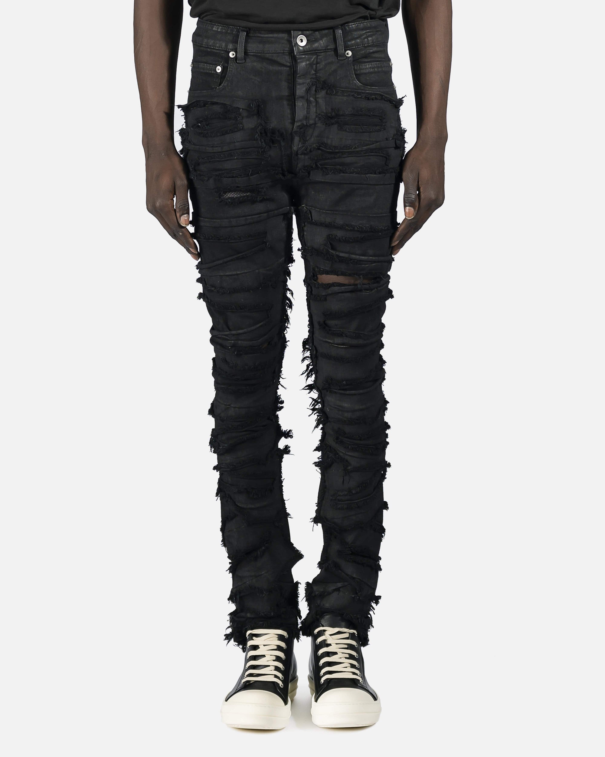 Slashed Detroit Cut Denim In Black Rick owens оригінал – Купити в Україні – боковий вид