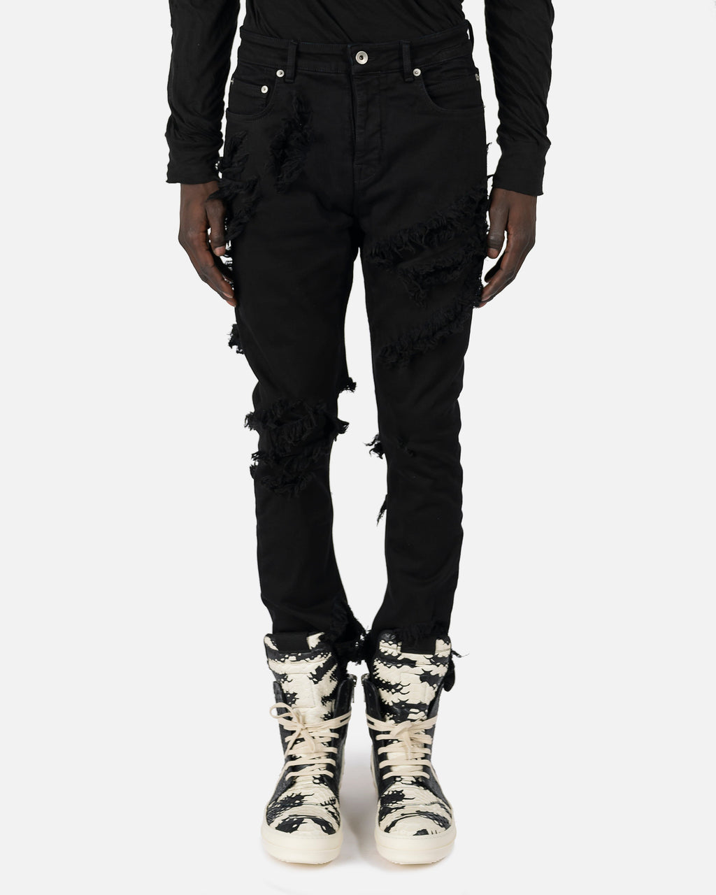 Slashed Detroit Cut Denim In Black Rick owens оригінал – Купити в Україні – боковий вид