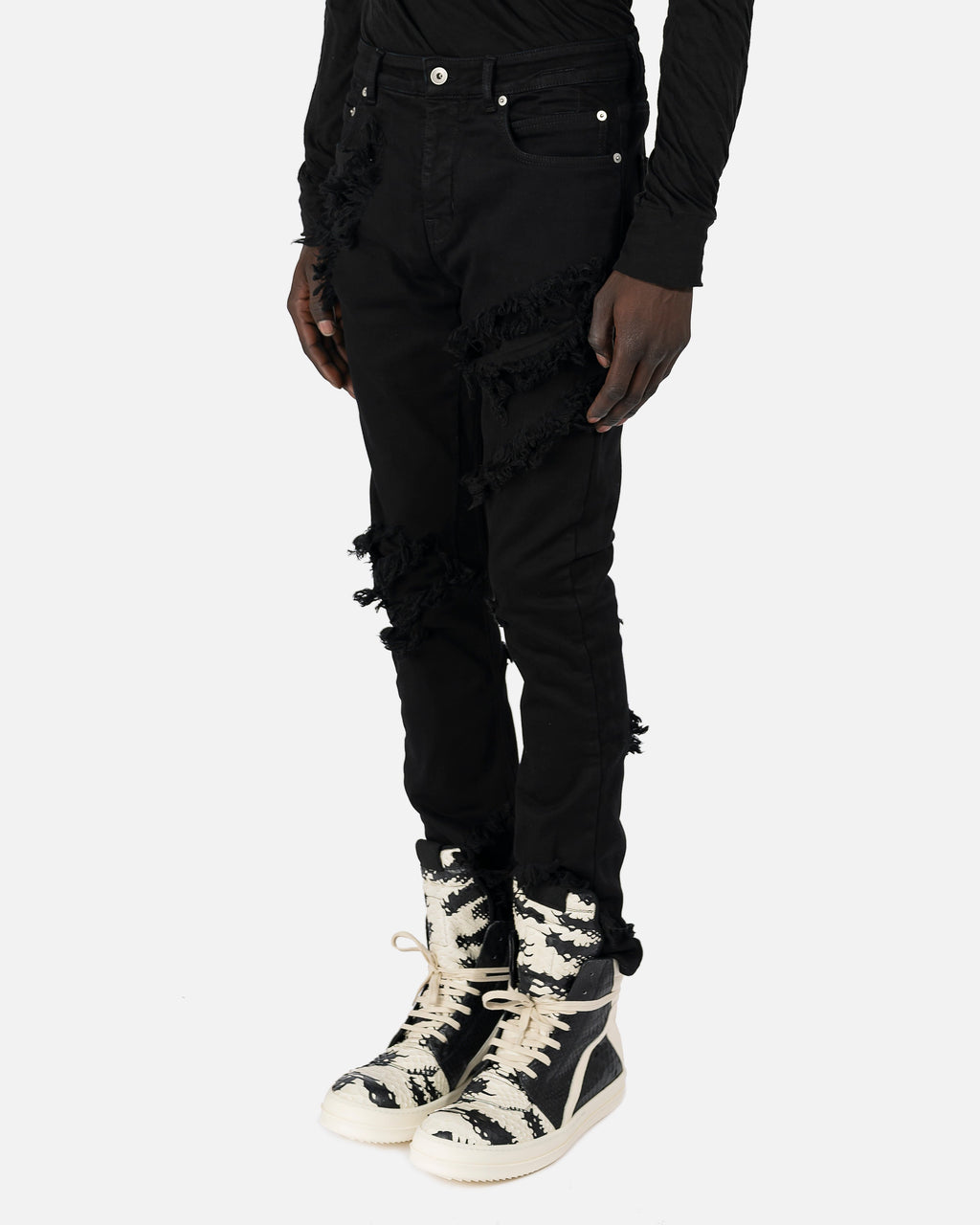 Slashed Detroit Cut Denim In Black Rick owens оригінал – Купити в Україні – вид ззаду