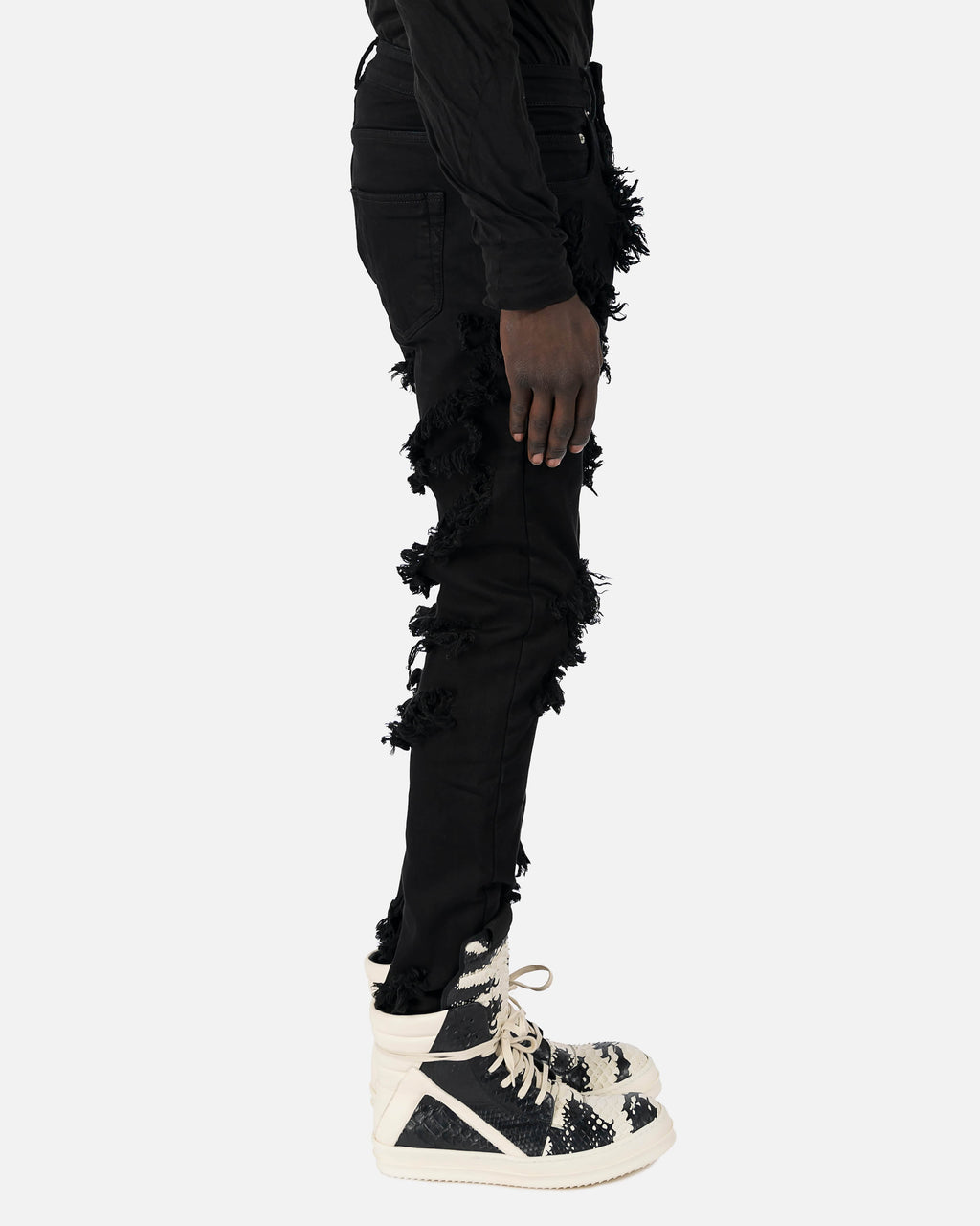Slashed Detroit Cut Denim In Black Rick owens оригінал – Купити в Україні – детальний вид