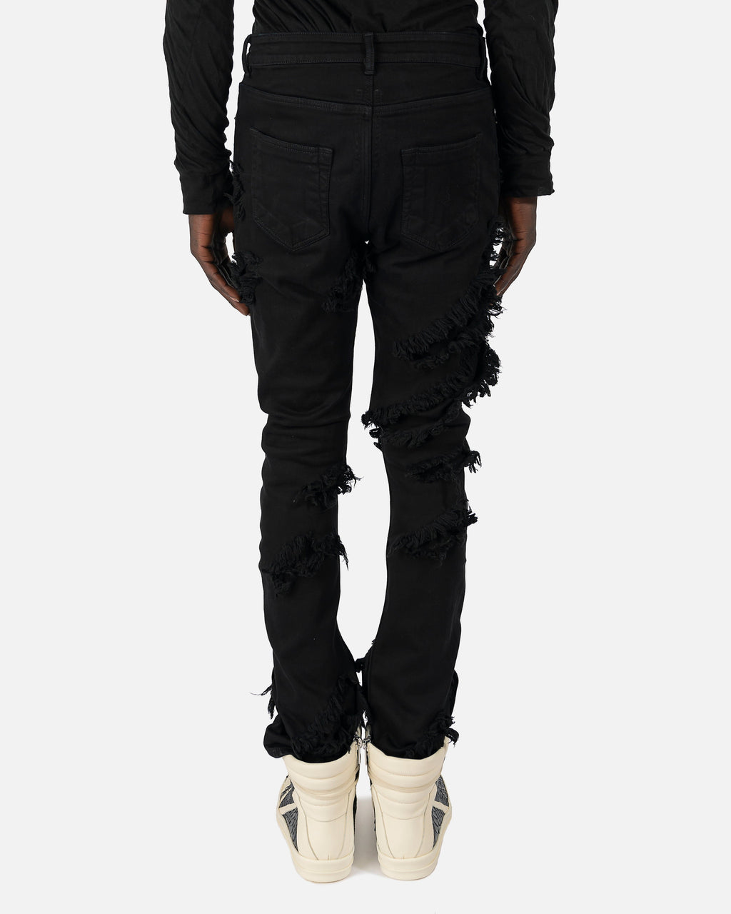 Slashed Detroit Cut Denim In Black Rick owens оригінал – Купити в Україні – збільшений вид