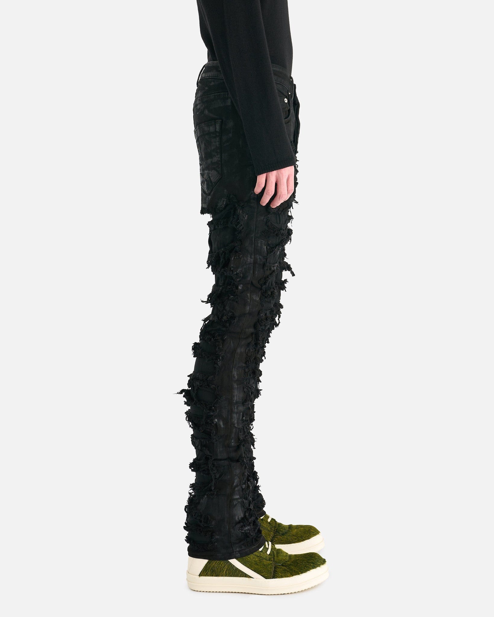 Slashed Detroit Cut Denim In Black Rick owens оригінал – Купити в Україні – вид ззаду