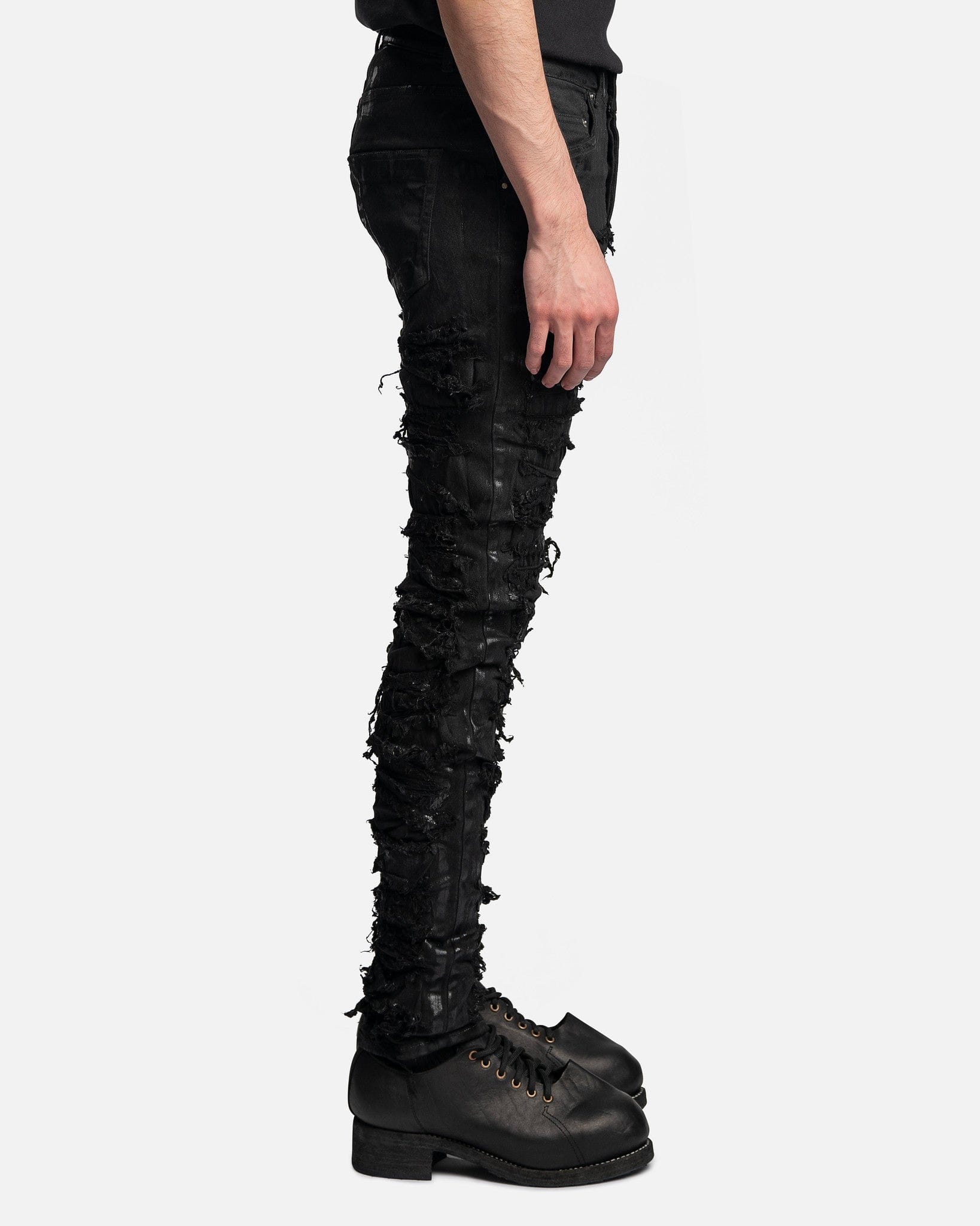 Slashed Tyrone Cut Denim In Black Foil Rick owens – Гарантія оригінальності – вид ззаду