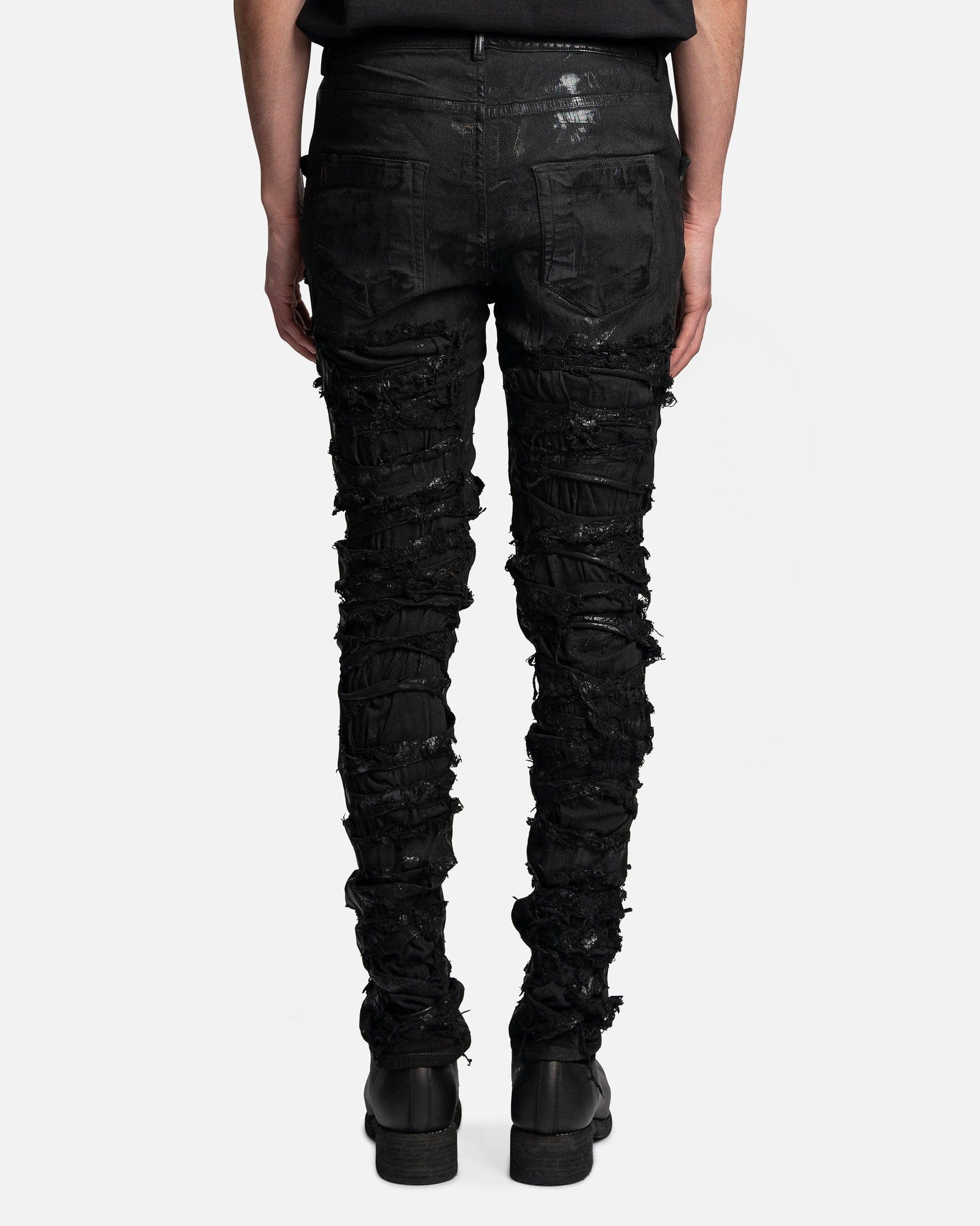 Slashed Tyrone Cut Denim In Black Foil Rick owens – Гарантія оригінальності – детальний вид