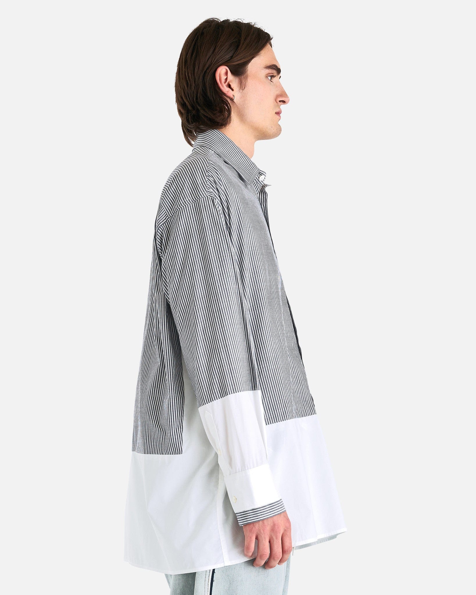 Оригінальна Spliced Long-Sleeved Shirt In Dark Grey Maison margiela – вид ззаду