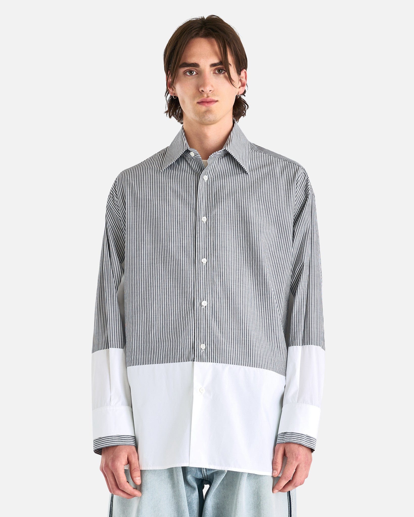 Оригінальна Spliced Long-Sleeved Shirt In Dark Grey Maison margiela – боковий вид