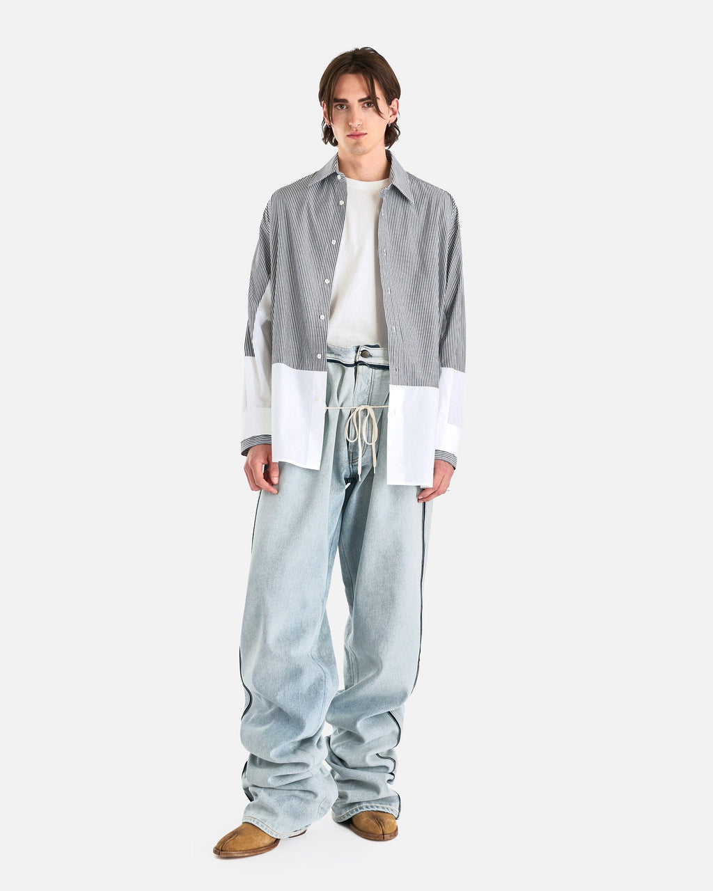 Оригінальна Spliced Long-Sleeved Shirt In Dark Grey Maison margiela – збільшений вид