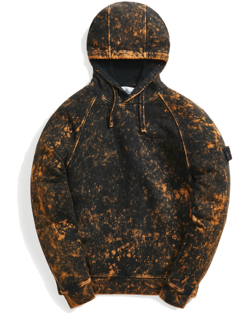 Оригінальна Cotton Fleece Off Dyed Treatment Hoodie Black Stone island