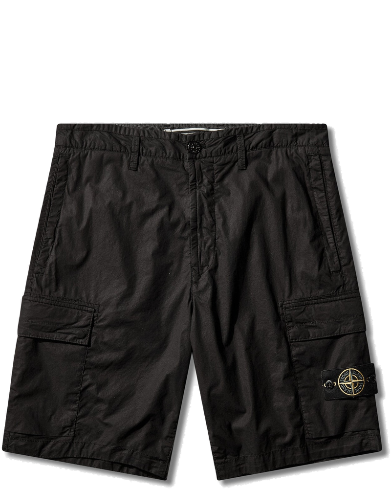 Mens Stretch Cotton Tela Paracadute Cargo Shorts Black Stone island оригінал – Купити в Україні