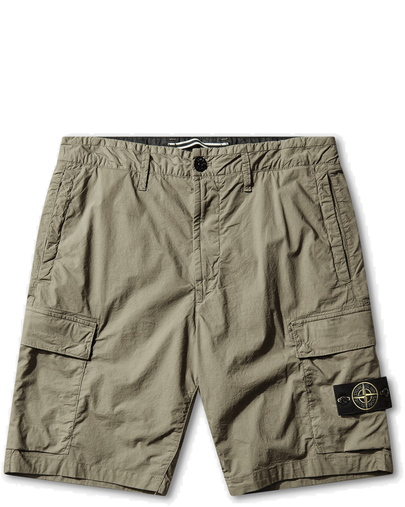 Mens Stretch Cotton Tela Paracadute Cargo Shorts Military Green Stone island оригінал – Купити в Україні