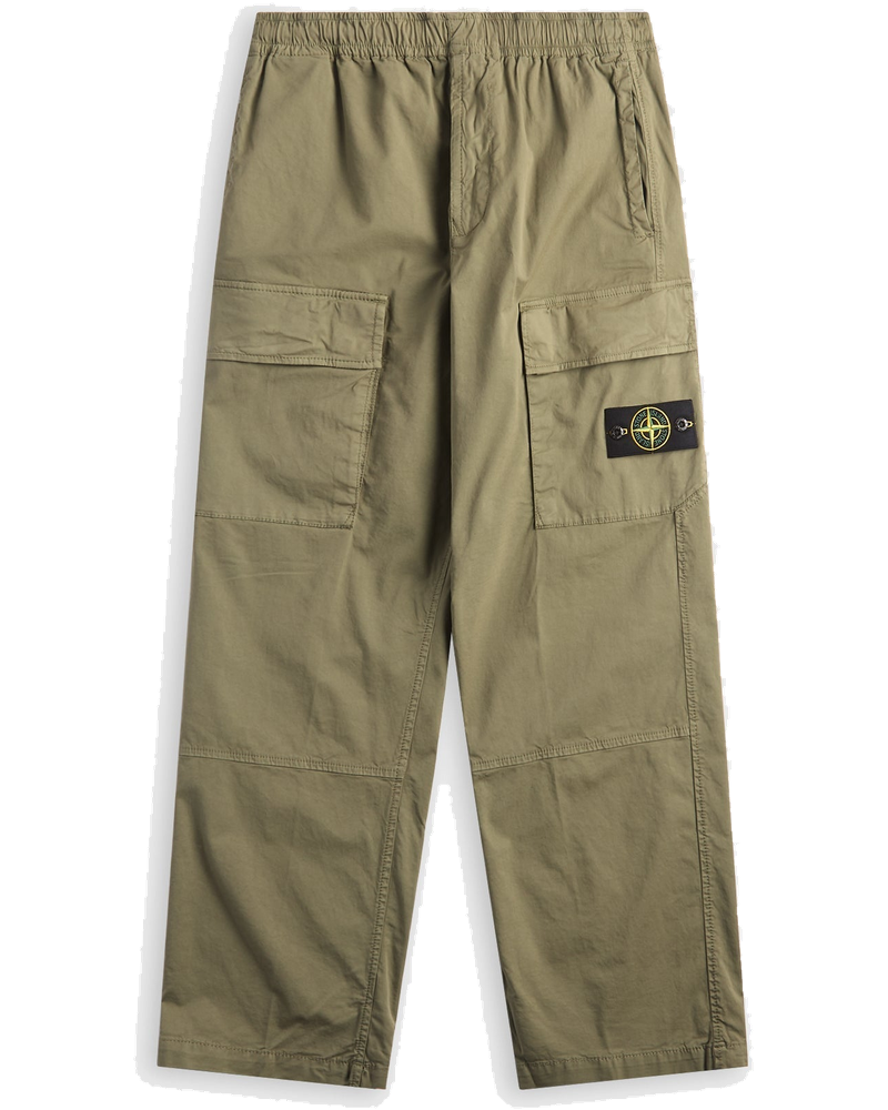 Оригінальна Stretch Organic Cotton Twill Cargo Trousers Military Green Stone island