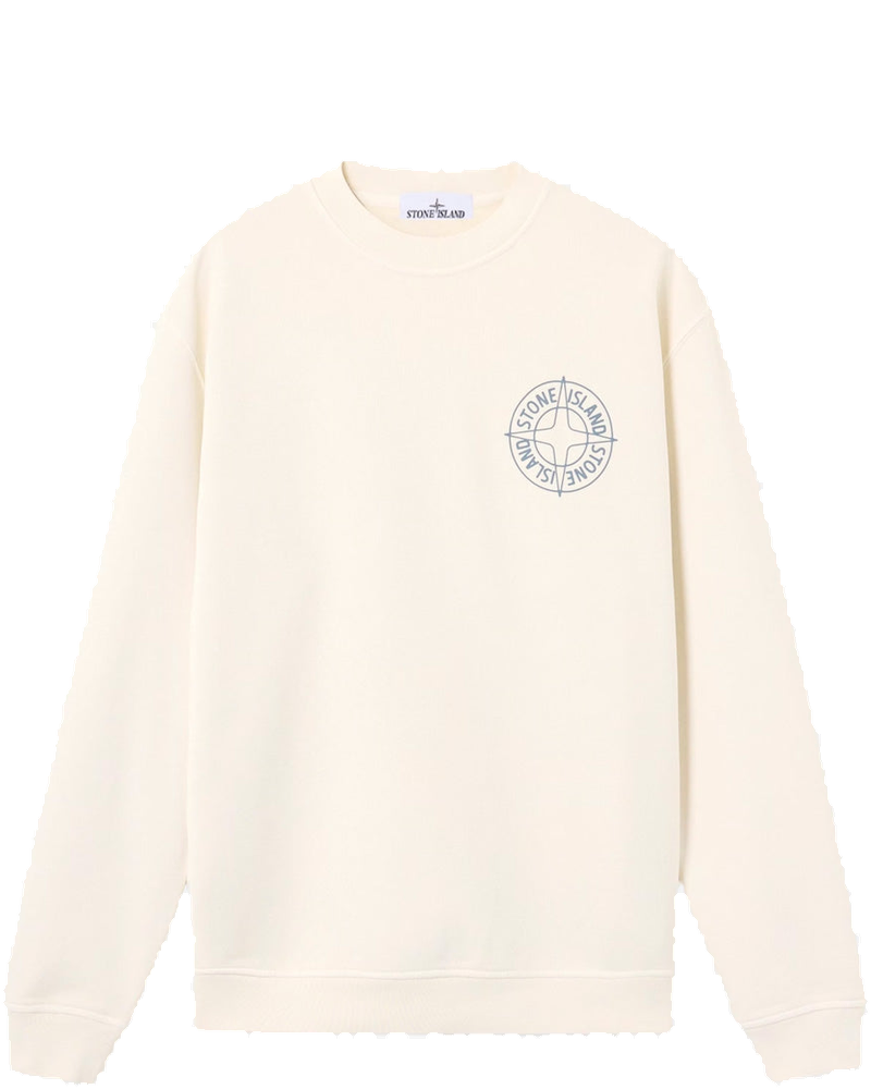 Оригінальна Ivory Oversized Crewneck Sweatshirt With Outline Compass Print Stone island
