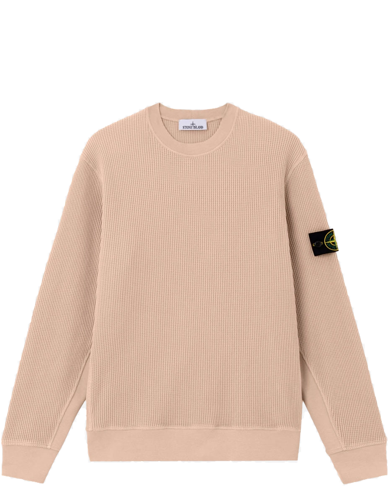 Beige Waffle Fleece Crewneck Sweatshirt Stone island оригінал – Купити в Україні
